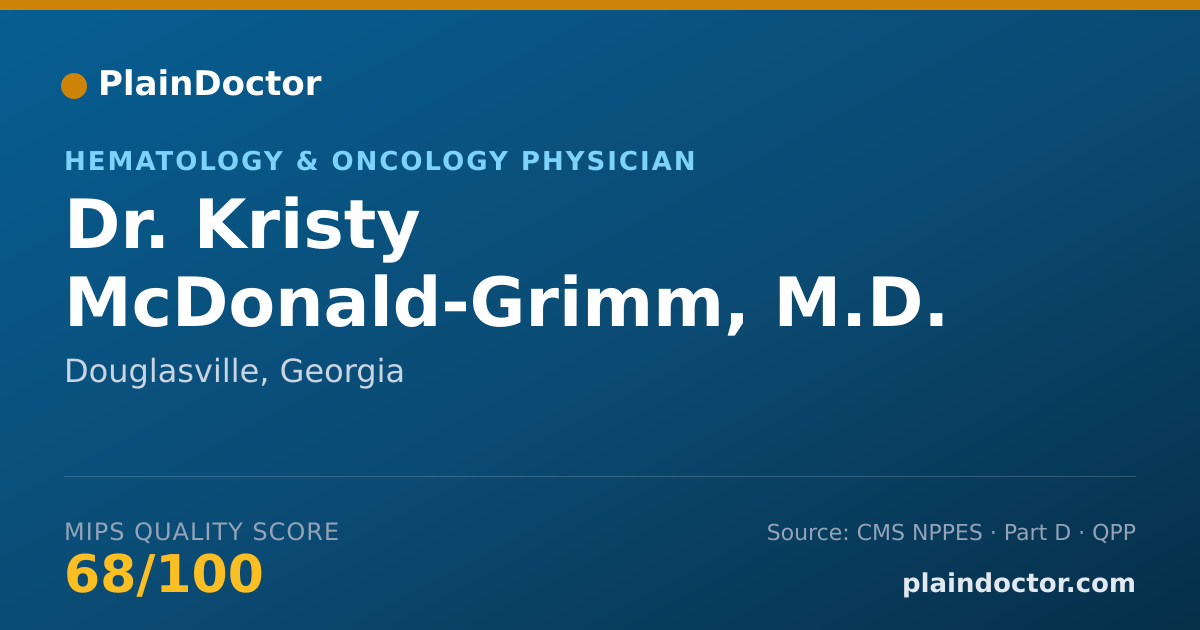 Shareable card for Kristy McDonald-Grimm, M.D. - Hematology & Oncology Physician, Douglasville, GA