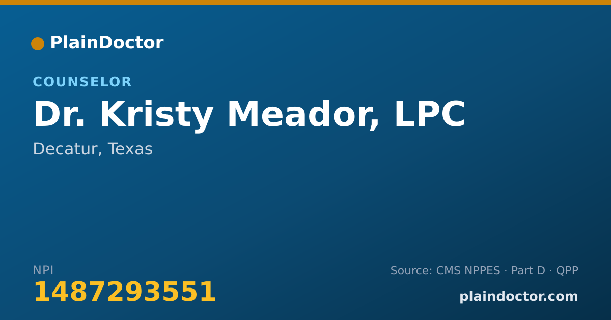 Shareable card for Kristy Meador, LPC - Counselor, Decatur, TX