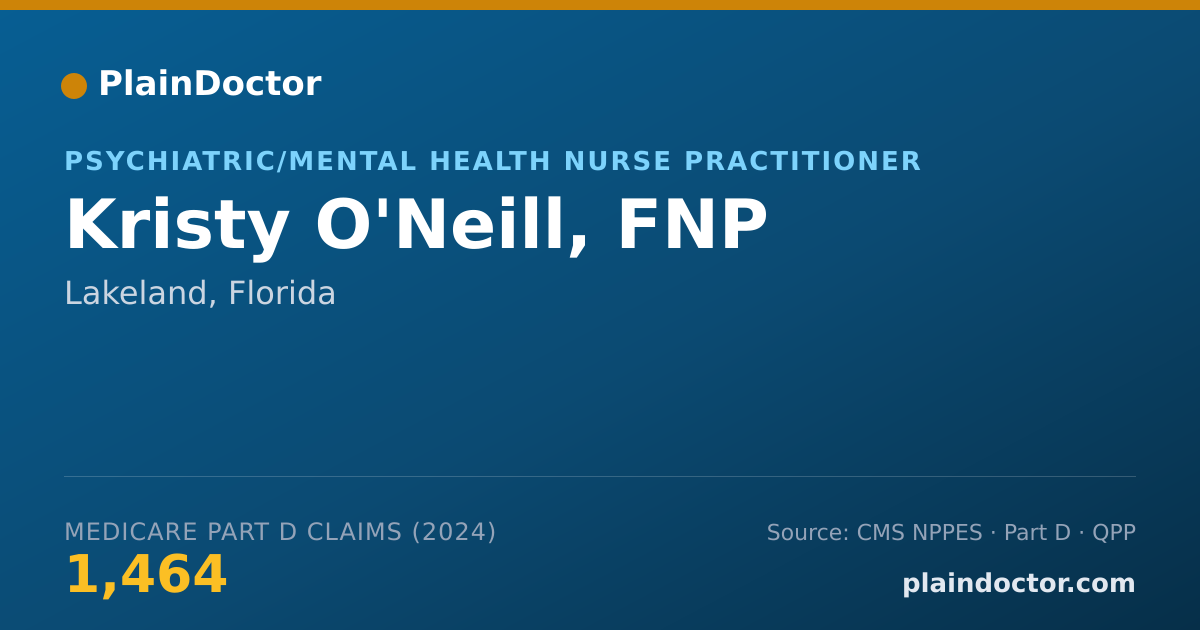 Shareable card for Kristy O'Neill, FNP - Psychiatric/Mental Health Nurse Practitioner, Lakeland, FL