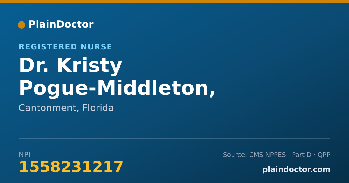 Shareable card for Kristy Pogue-Middleton, RN/MSN - Registered Nurse, Cantonment, FL