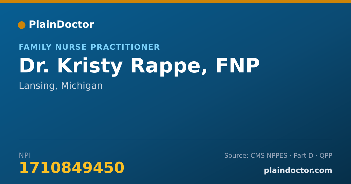 Shareable card for Kristy Rappe, FNP - Family Nurse Practitioner, Lansing, MI