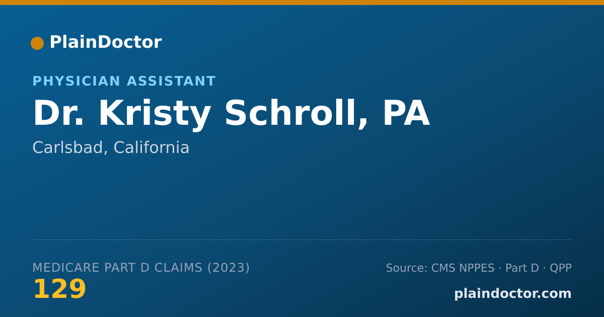 Shareable card for Kristy Schroll, PA - Physician Assistant, Carlsbad, CA