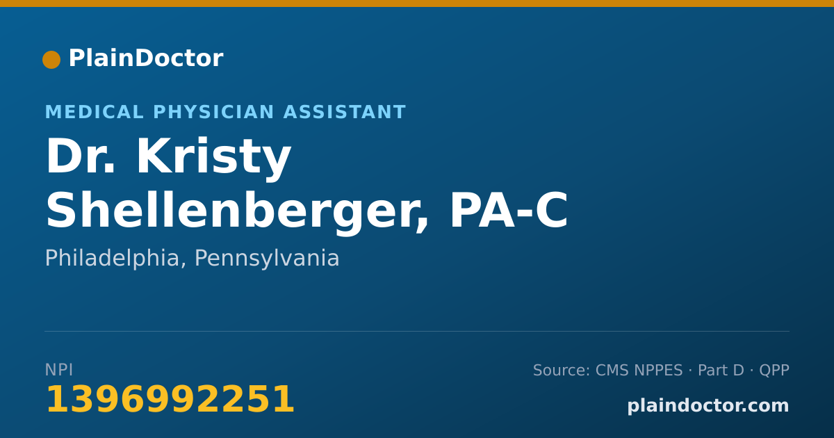 Shareable card for Kristy Shellenberger, PA-C - Medical Physician Assistant, Philadelphia, PA