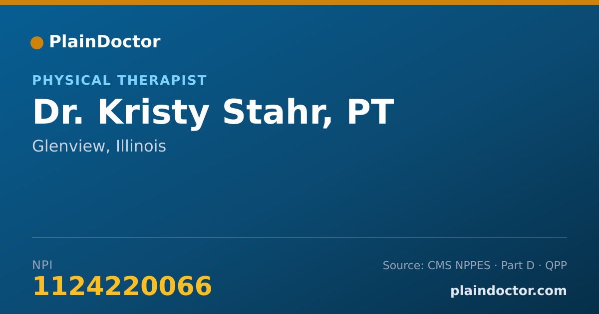 Shareable card for Kristy Stahr, PT - Physical Therapist, Glenview, IL