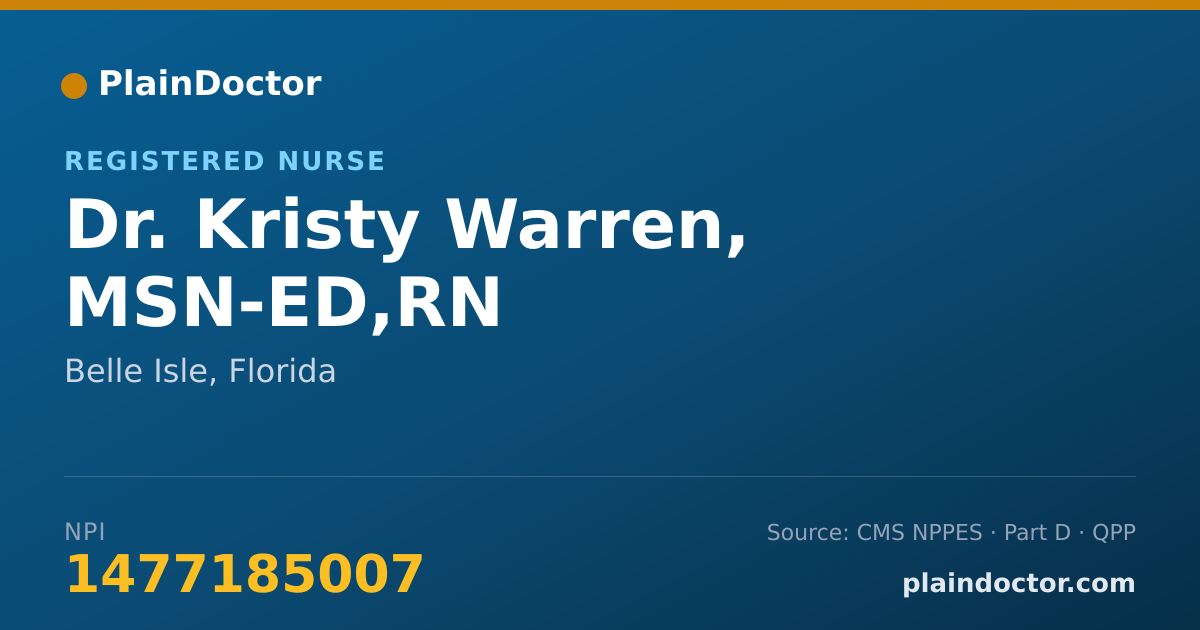 Shareable card for Kristy Warren, MSN-ED,RN - Registered Nurse, Belle Isle, FL