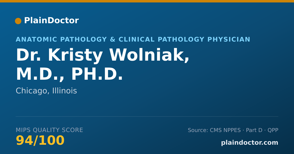 Shareable card for Kristy Wolniak, M.D., PH.D. - Anatomic Pathology & Clinical Pathology Physician, Chicago, IL