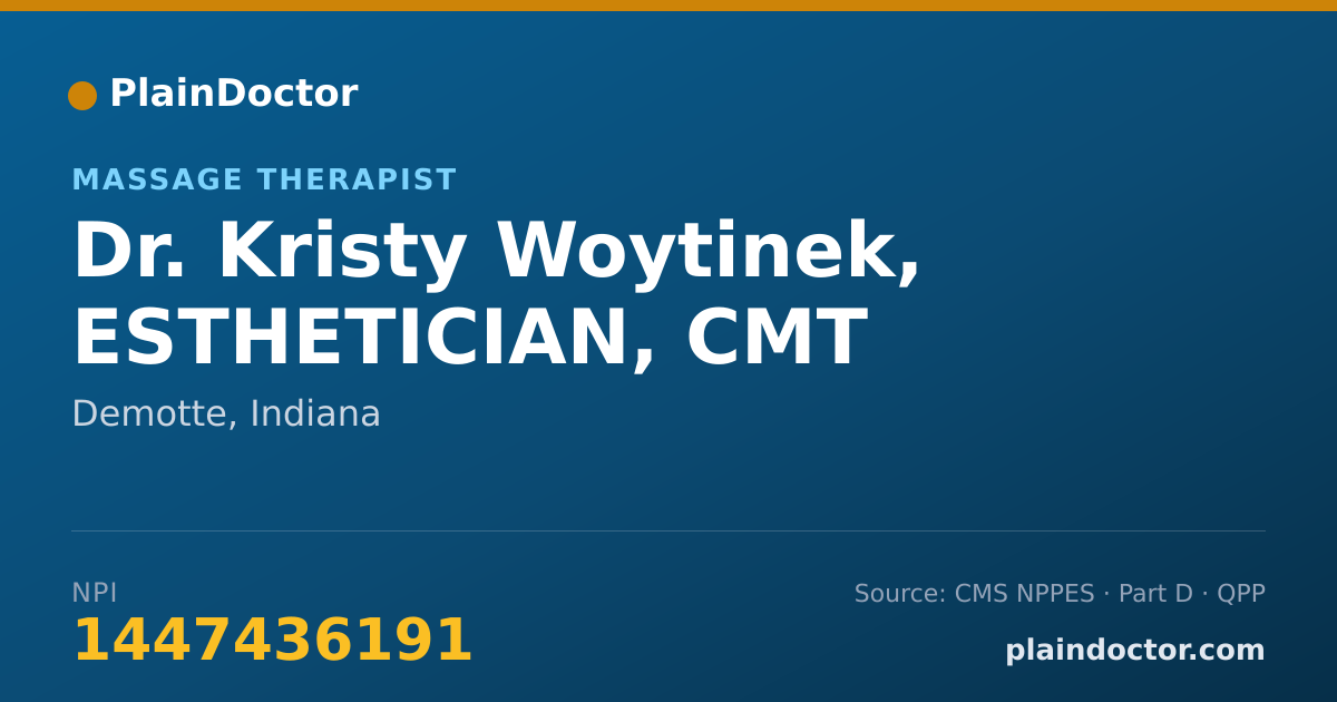 Shareable card for Kristy Woytinek, ESTHETICIAN, CMT - Massage Therapist, Demotte, IN