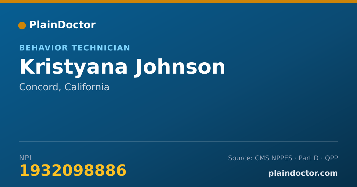Shareable card for Kristyana Johnson - Behavior Technician, Concord, CA