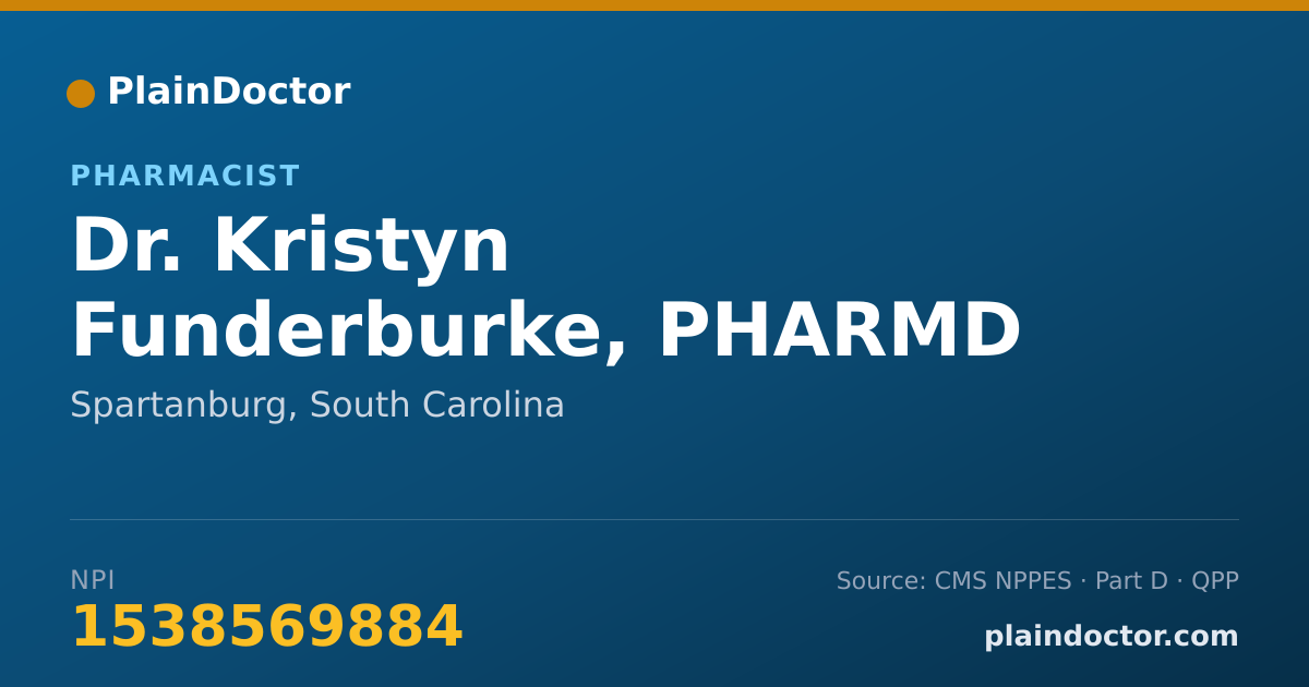 Shareable card for Kristyn Funderburke, PHARMD - Pharmacist, Spartanburg, SC