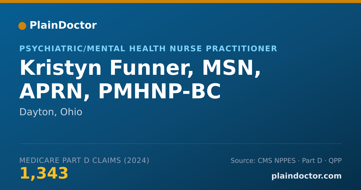 Shareable card for Kristyn Funner, MSN, APRN, PMHNP-BC - Psychiatric/Mental Health Nurse Practitioner, Dayton, OH
