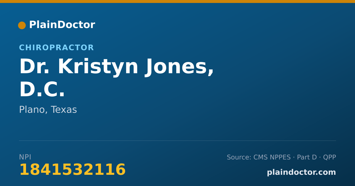 Shareable card for Kristyn Jones, D.C. - Chiropractor, Plano, TX