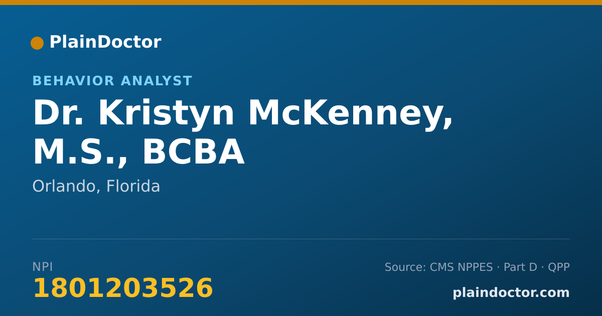Shareable card for Kristyn McKenney, M.S., BCBA - Behavior Analyst, Orlando, FL