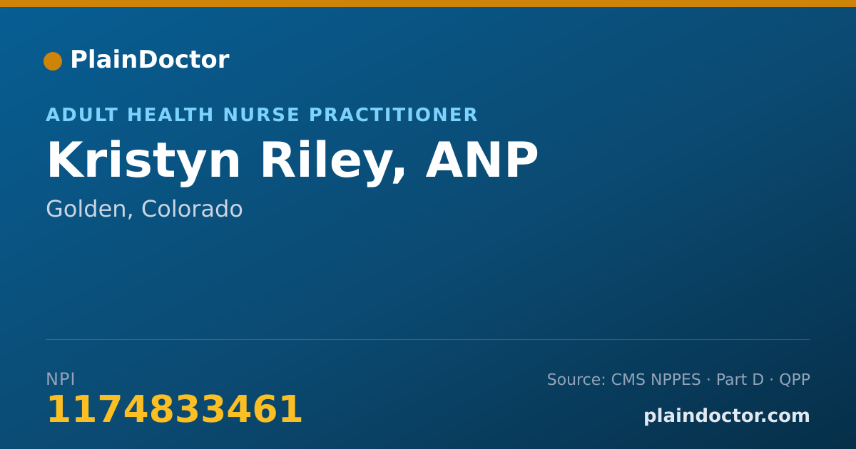 Shareable card for Kristyn Riley, ANP - Adult Health Nurse Practitioner, Golden, CO
