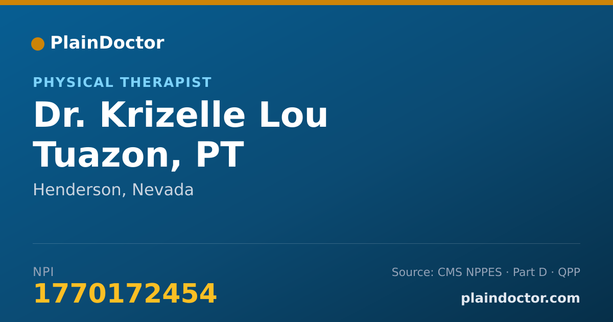 Shareable card for Krizelle Lou Tuazon, PT - Physical Therapist, Henderson, NV
