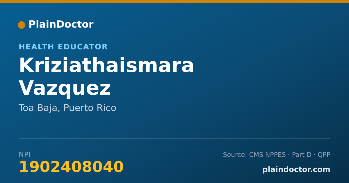 Shareable card for Kriziathaismara Vazquez - Health Educator, Toa Baja, PR