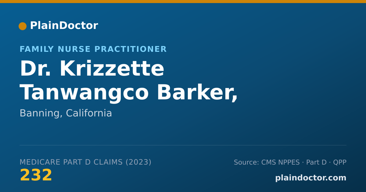 Shareable card for Krizzette Tanwangco Barker, FNP-C - Family Nurse Practitioner, Banning, CA