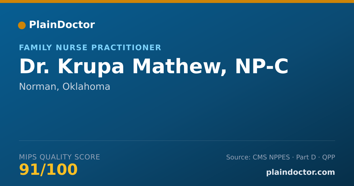 Shareable card for Krupa Mathew, NP-C - Family Nurse Practitioner, Norman, OK