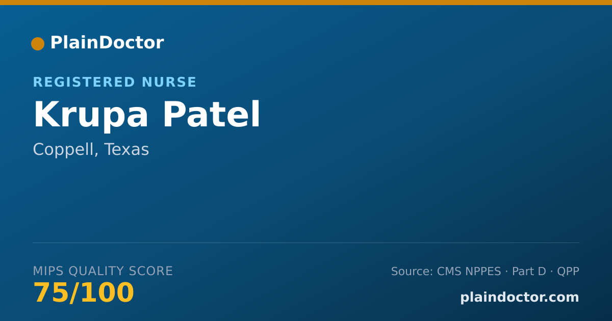 Shareable card for Krupa Patel - Registered Nurse, Coppell, TX