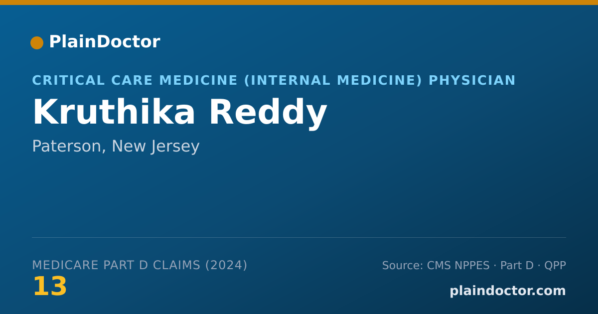 Shareable card for Kruthika Reddy - Critical Care Medicine (Internal Medicine) Physician, Paterson, NJ