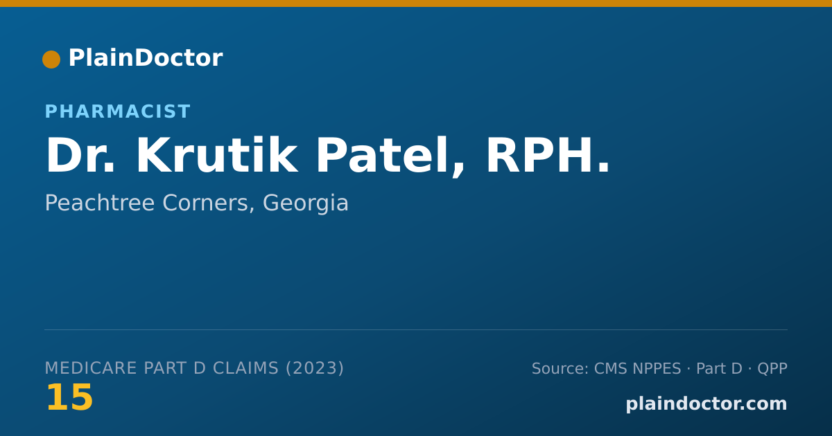 Shareable card for Krutik Patel, RPH. - Pharmacist, Peachtree Corners, GA