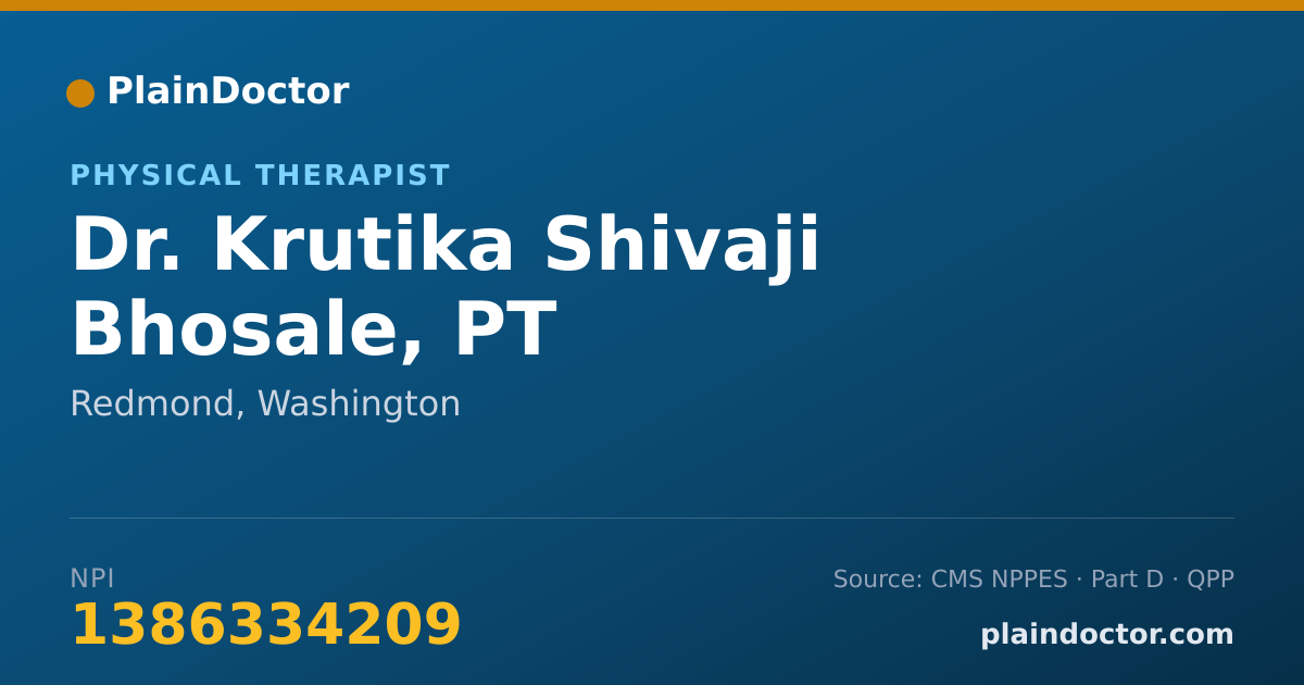 Shareable card for Krutika Shivaji Bhosale, PT - Physical Therapist, Redmond, WA