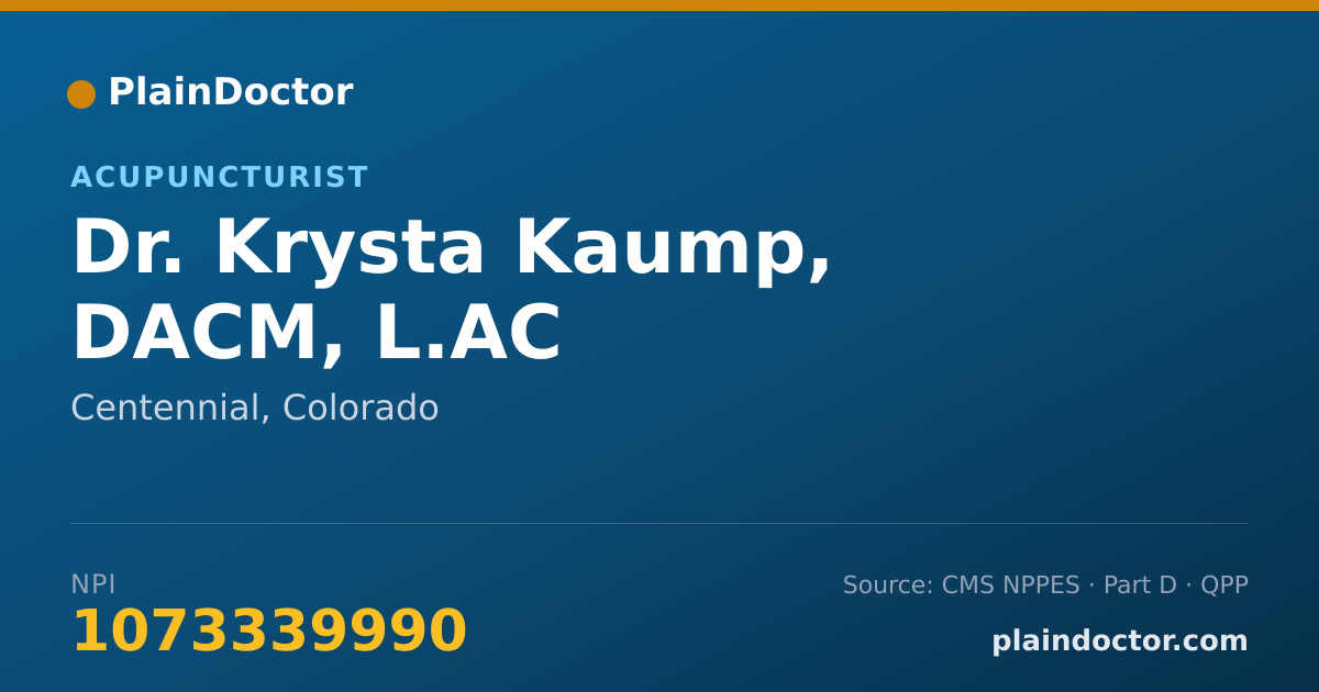 Shareable card for Krysta Kaump, DACM, L.AC - Acupuncturist, Centennial, CO