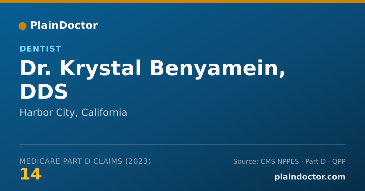 Shareable card for Krystal Benyamein, DDS - Dentist, Harbor City, CA