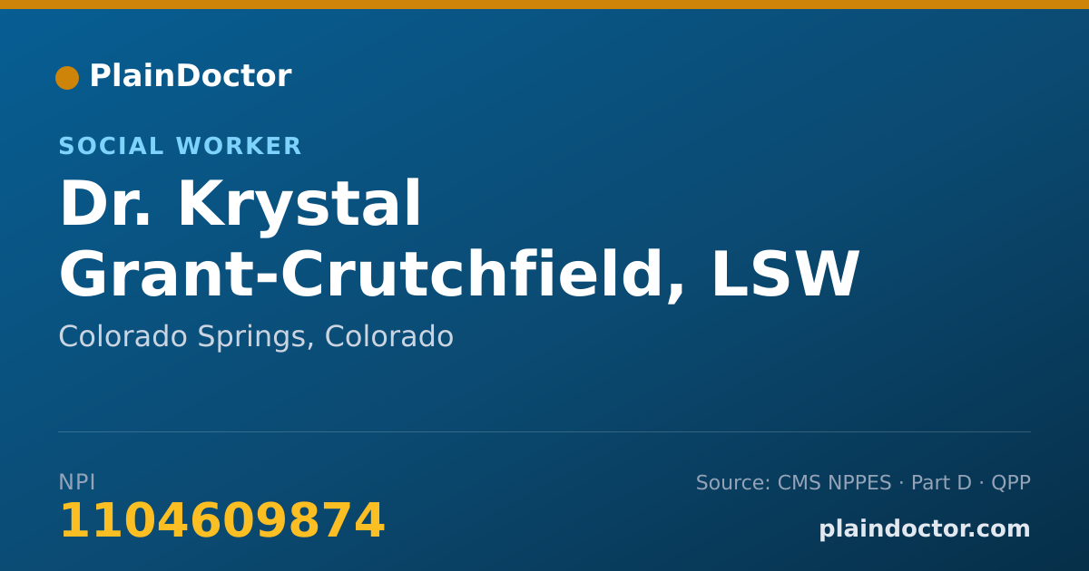 Shareable card for Krystal Grant-Crutchfield, LSW - Social Worker, Colorado Springs, CO