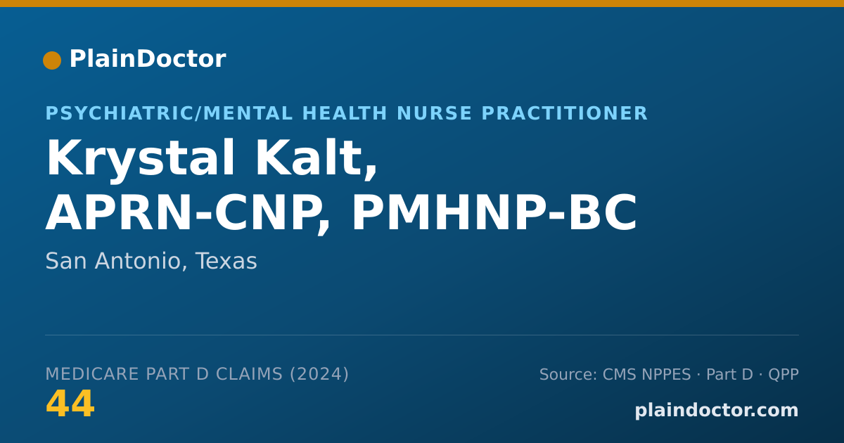 Shareable card for Krystal Kalt, APRN-CNP, PMHNP-BC - Psychiatric/Mental Health Nurse Practitioner, San Antonio, TX