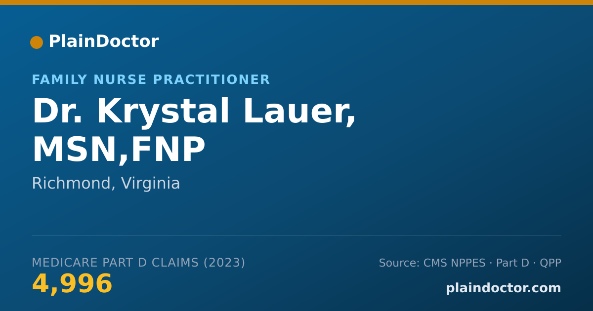 Shareable card for Krystal Lauer, MSN,FNP - Family Nurse Practitioner, Richmond, VA