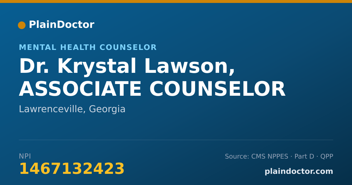 Shareable card for Krystal Lawson, ASSOCIATE COUNSELOR - Mental Health Counselor, Lawrenceville, GA