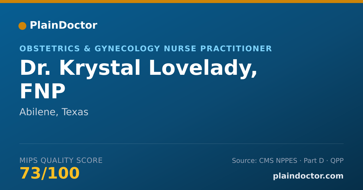 Shareable card for Krystal Lovelady, FNP - Obstetrics & Gynecology Nurse Practitioner, Abilene, TX