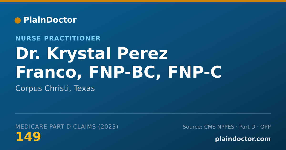 Shareable card for Krystal Perez Franco, FNP-BC, FNP-C - Nurse Practitioner, Corpus Christi, TX