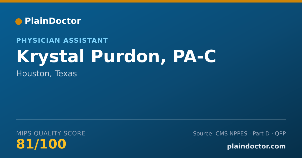 Shareable card for Krystal Purdon, PA-C - Physician Assistant, Houston, TX