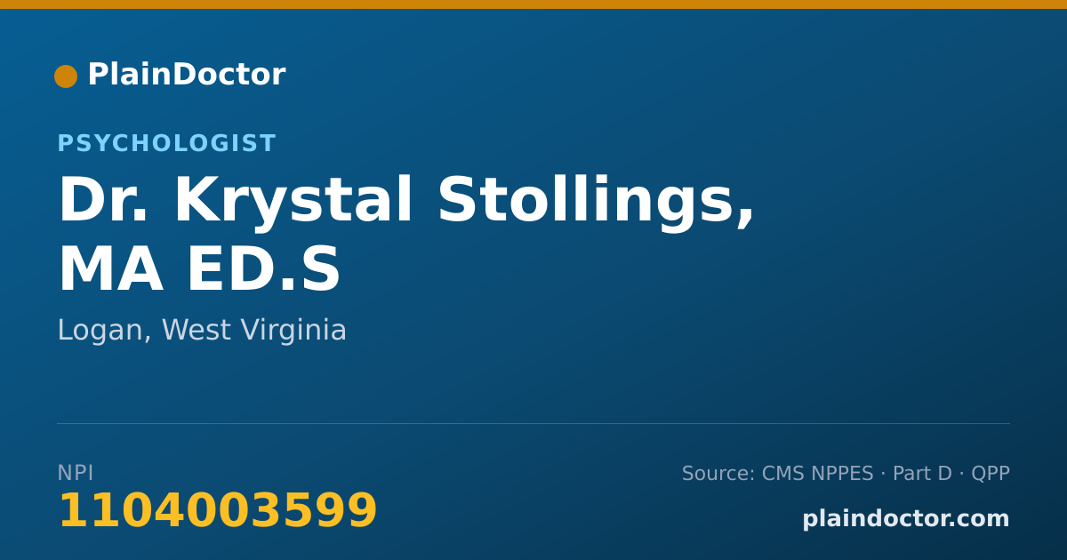 Shareable card for Krystal Stollings, MA ED.S - Psychologist, Logan, WV