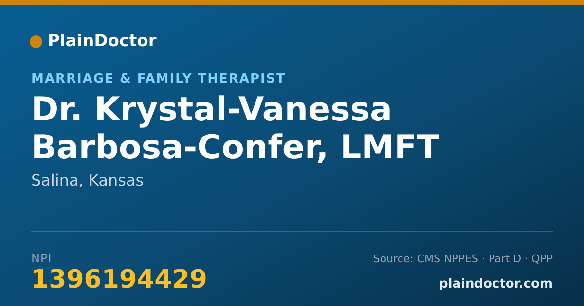 Shareable card for Krystal-Vanessa Barbosa-Confer, LMFT - Marriage & Family Therapist, Salina, KS