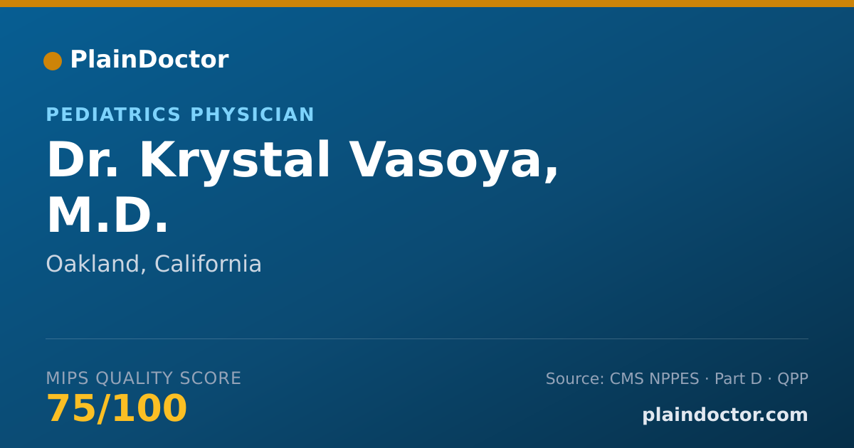Shareable card for Krystal Vasoya, M.D. - Pediatrics Physician, Oakland, CA