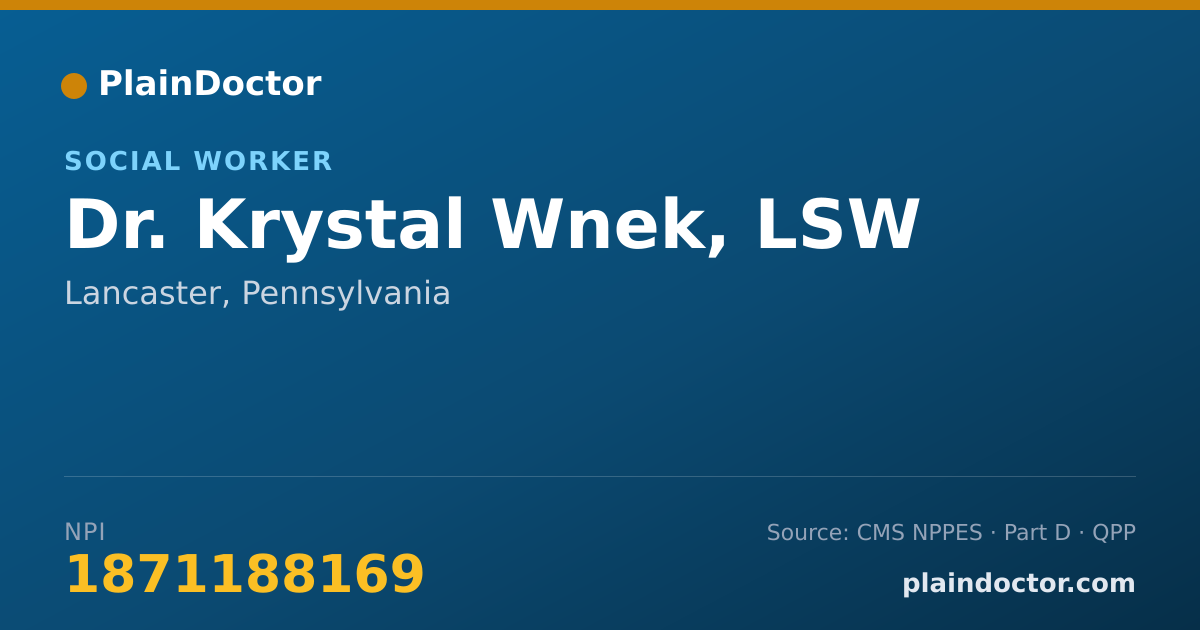 Shareable card for Krystal Wnek, LSW - Social Worker, Lancaster, PA