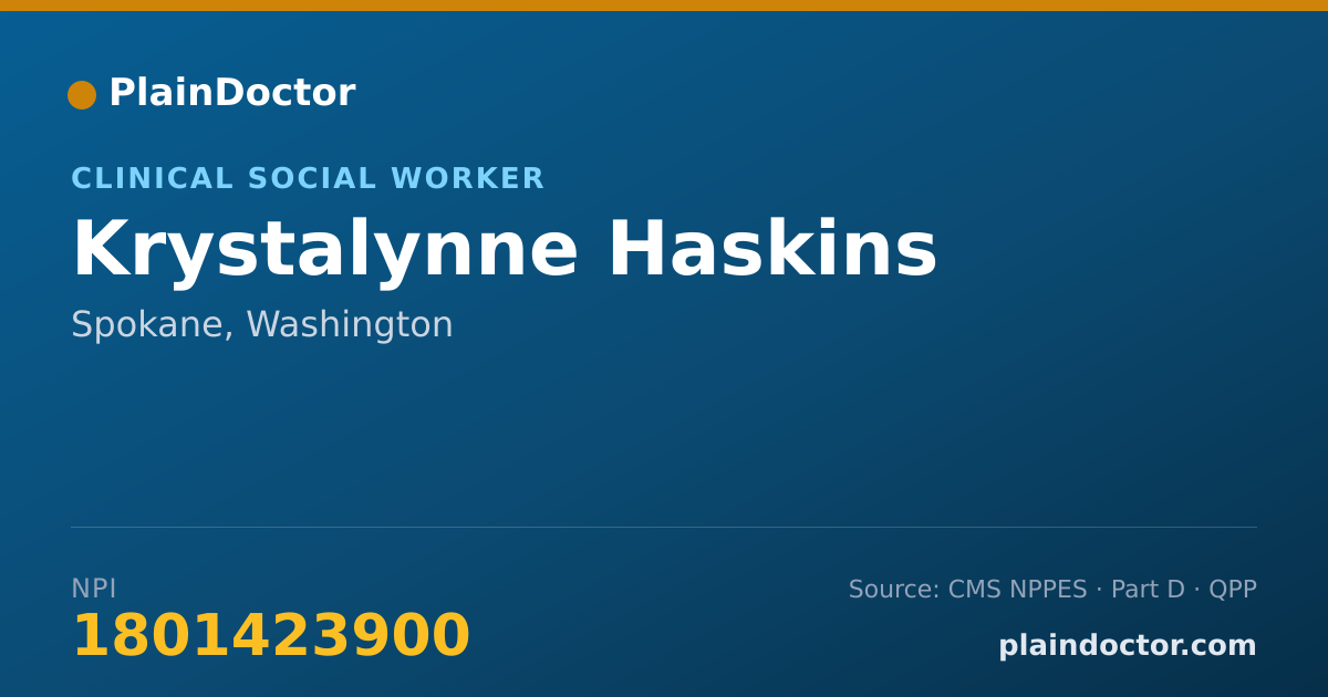 Shareable card for Krystalynne Haskins - Clinical Social Worker, Spokane, WA