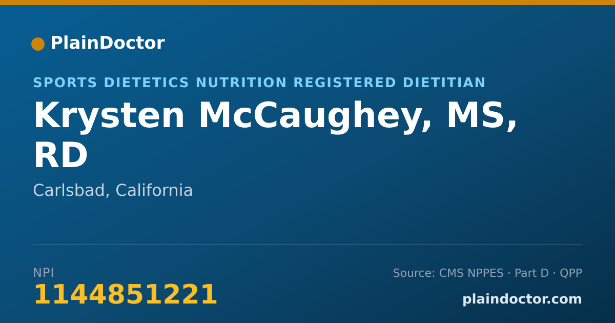 Shareable card for Krysten McCaughey, MS, RD - Sports Dietetics Nutrition Registered Dietitian, Carlsbad, CA