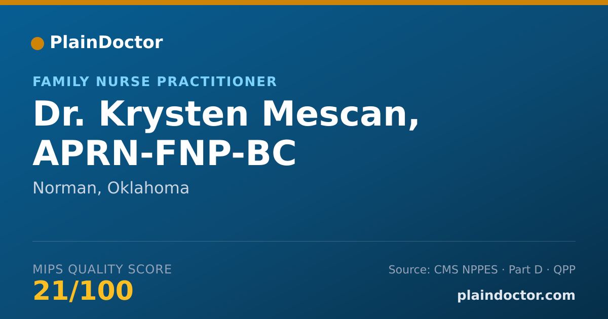 Shareable card for Krysten Mescan, APRN-FNP-BC - Family Nurse Practitioner, Norman, OK