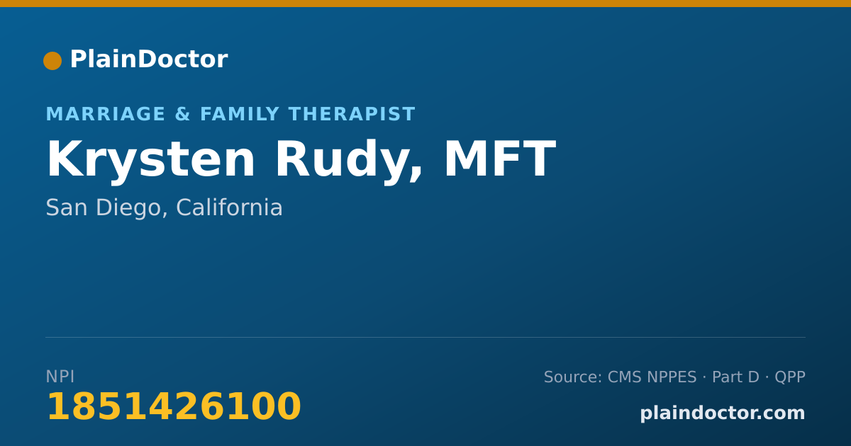 Shareable card for Krysten Rudy, MFT - Marriage & Family Therapist, San Diego, CA