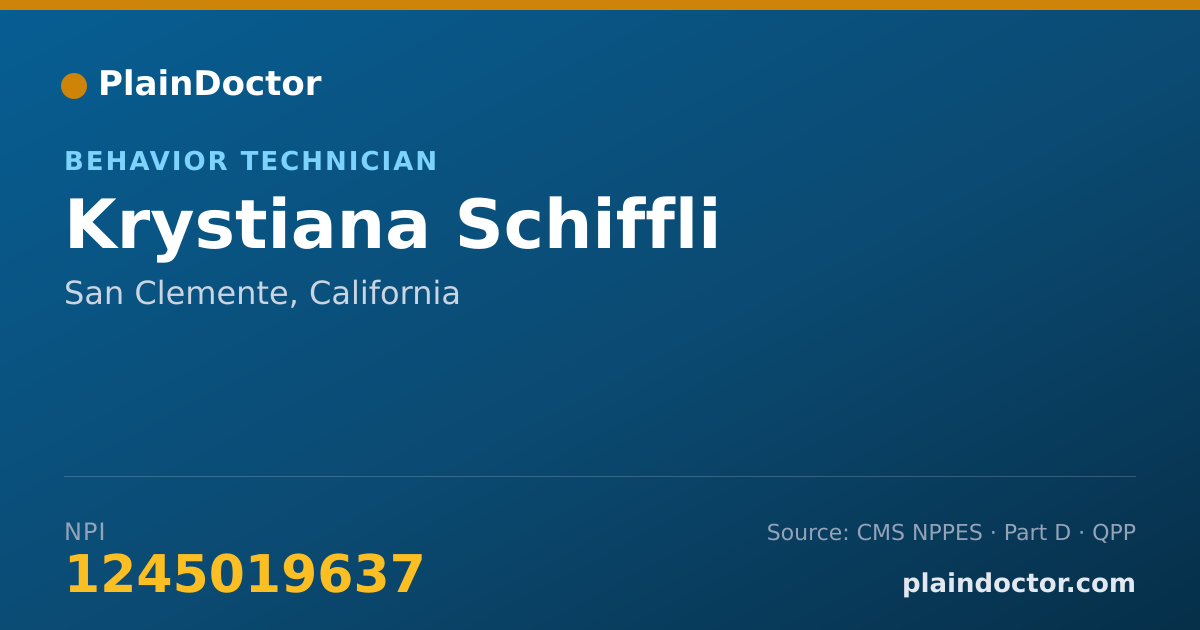 Shareable card for Krystiana Schiffli - Behavior Technician, San Clemente, CA