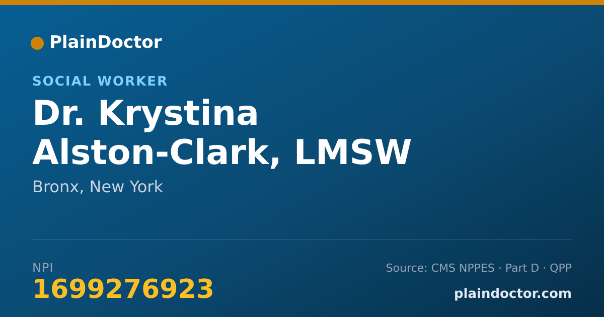 Shareable card for Krystina Alston-Clark, LMSW - Social Worker, Bronx, NY