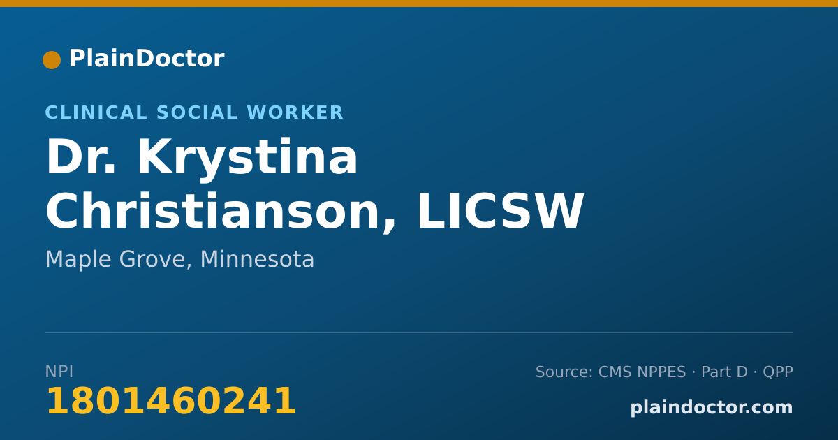 Shareable card for Krystina Christianson, LICSW - Clinical Social Worker, Maple Grove, MN