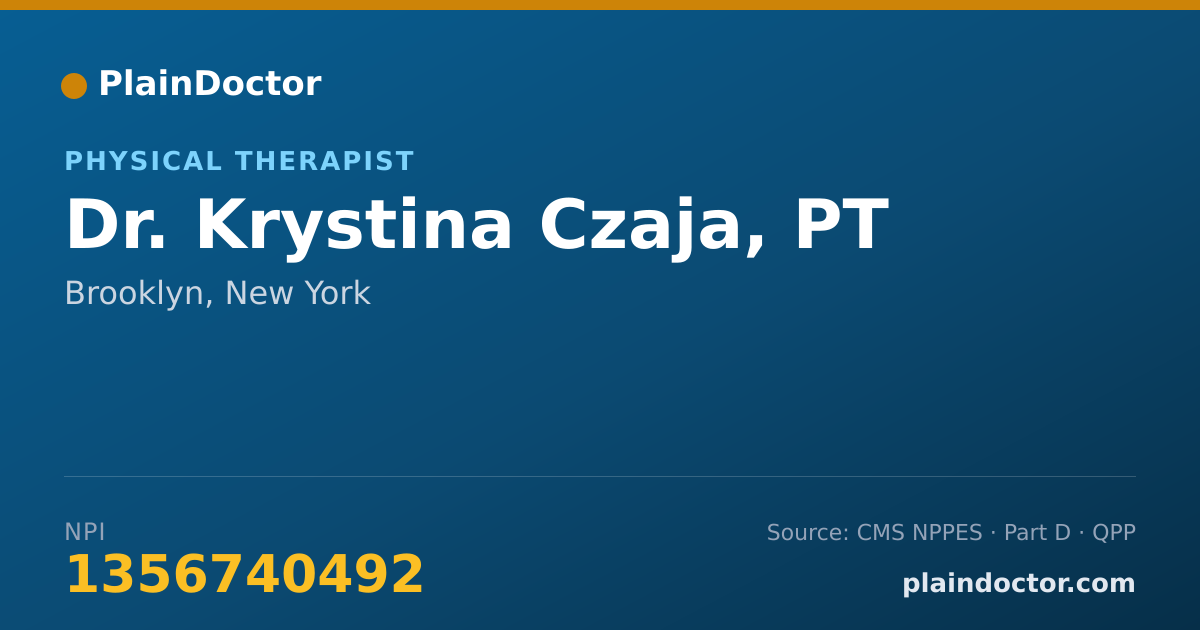 Shareable card for Krystina Czaja, PT - Physical Therapist, Brooklyn, NY