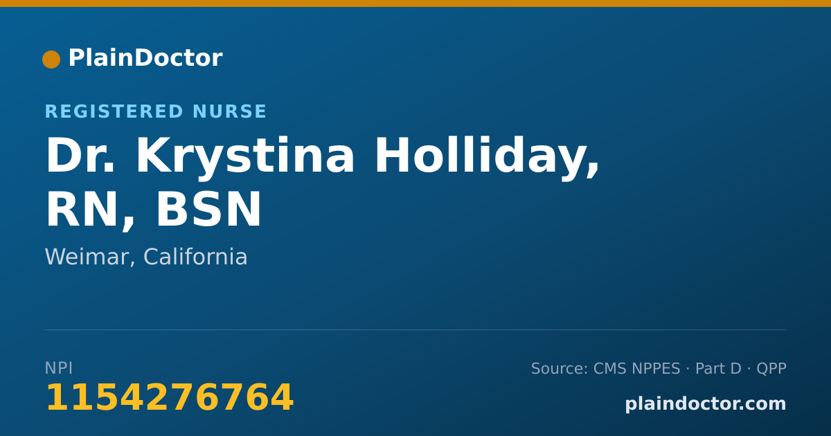 Shareable card for Krystina Holliday, RN, BSN - Registered Nurse, Weimar, CA