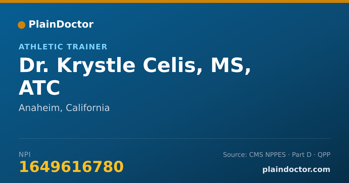Shareable card for Krystle Celis, MS, ATC - Athletic Trainer, Anaheim, CA