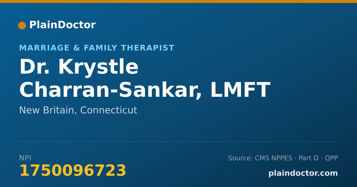 Shareable card for Krystle Charran-Sankar, LMFT - Marriage & Family Therapist, New Britain, CT
