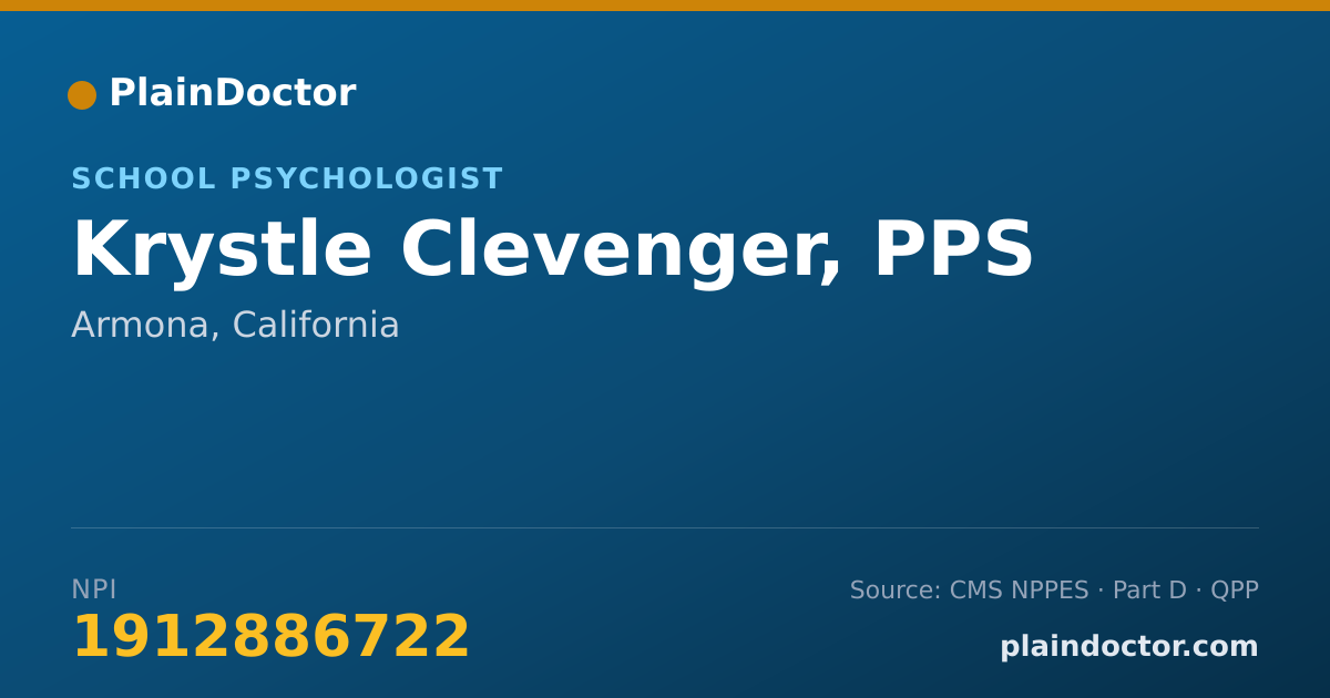 Shareable card for Krystle Clevenger, PPS - School Psychologist, Armona, CA